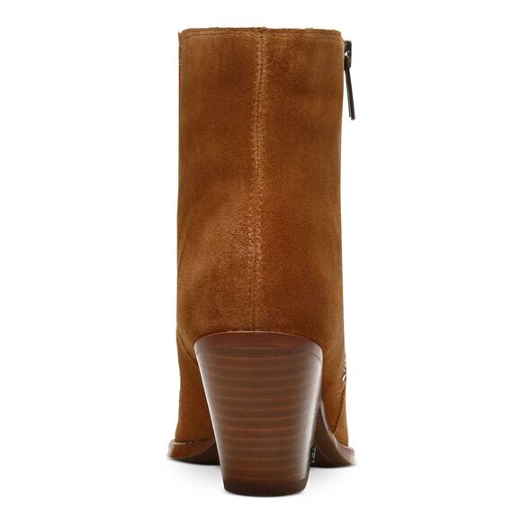 NWT SAM EDELMAN Womens Brown Jane Toe Stacked Heel Leather Winter Boots 7 M - Picture 2 of 5